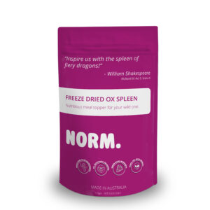 NORM'S ox spleen is a freeze-dried, single ingredient powder, perfect for adding to kibble, raw meals, Likimats, Kongs, freakshakes or homemade dog treats.
